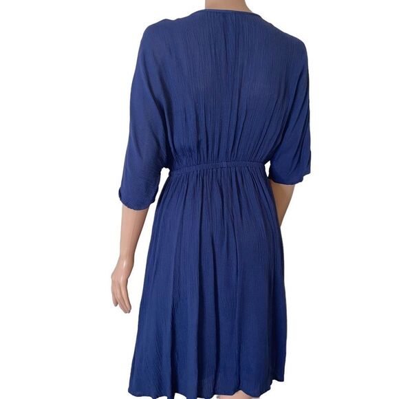 Wendy Bellissimo dress Navy Embroidered Raglan sleeve style elastic waist SZ S - Picture 4 of 8